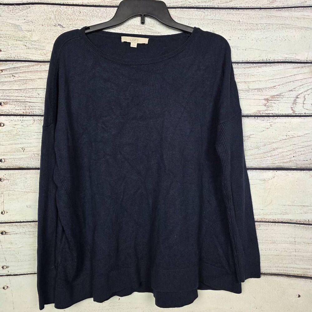 Loft M Navy Long Sleeve Lightweight Sweater Top